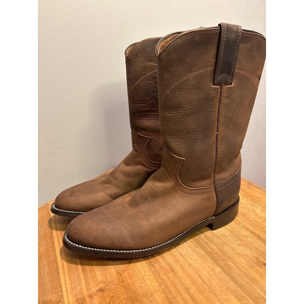 Vintage Justin Boots Womens Brown Leather Western Roper Boots 7.5 B L3408 - Picture 2 of 6